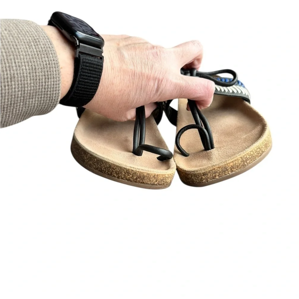 Ulla Johnson - Jini Leather Thong Slide Sandals Marine Sz EU 37